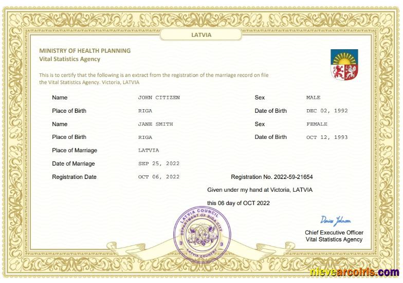 Latvia marriage certificate